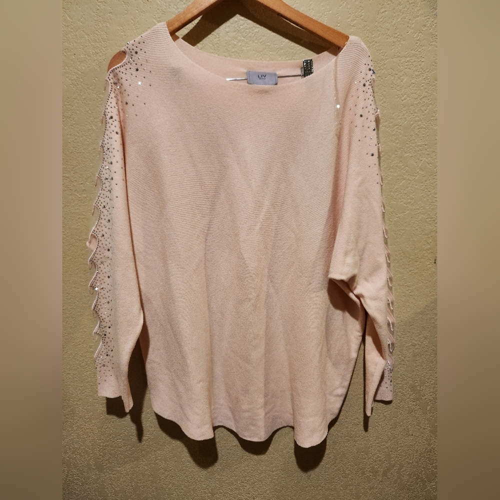 Liv Milano Dolman Sleeve Lace Rhinestones Size 1x